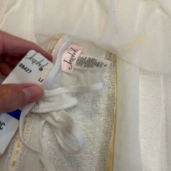 Jezebel XL white yellow nighty g string underwire see thru lace yellow stripes - Picture 3 of 8